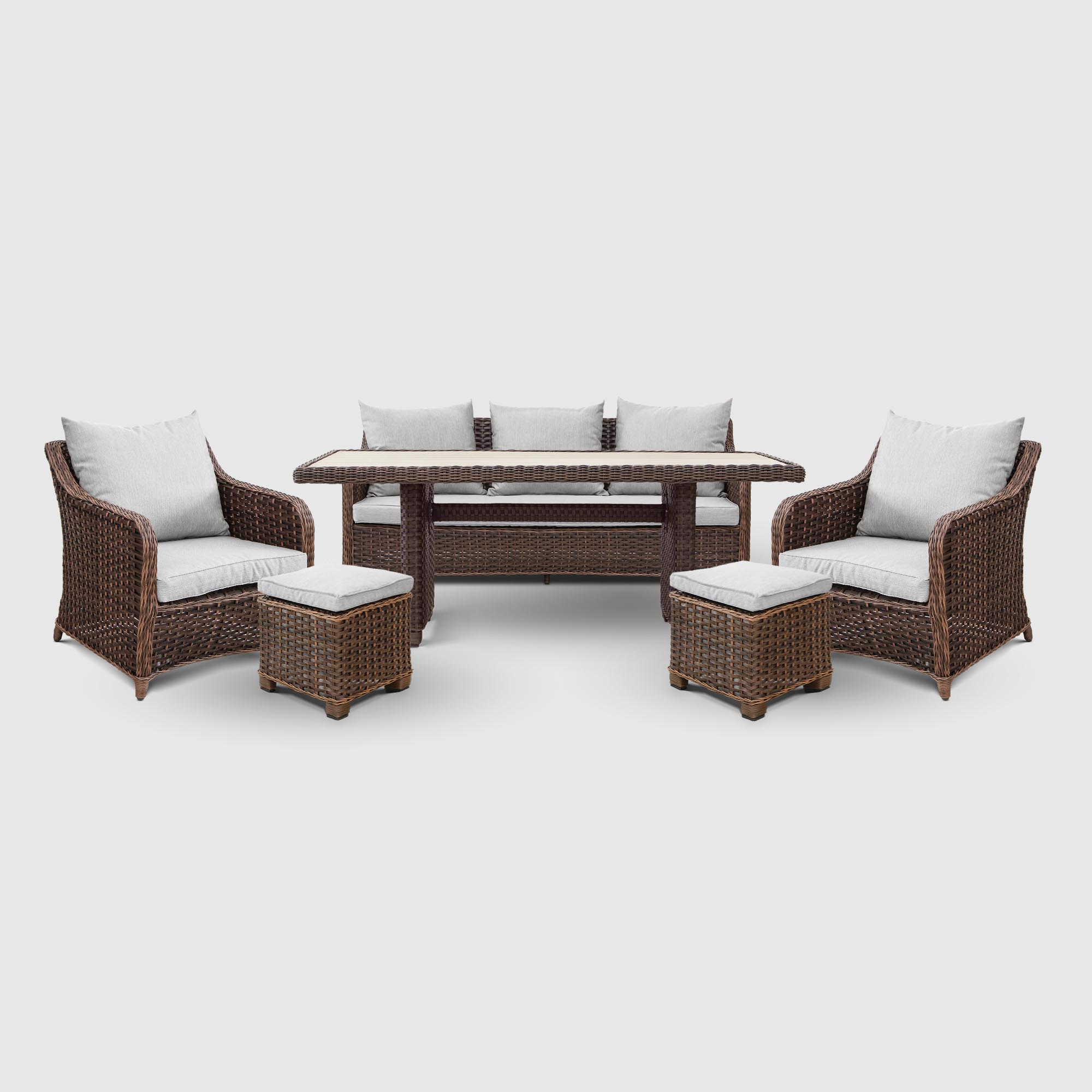 Комплект мебели Yuhang коричневый с серым 6 предметов, цвет бежевый, размер 190х82х76
