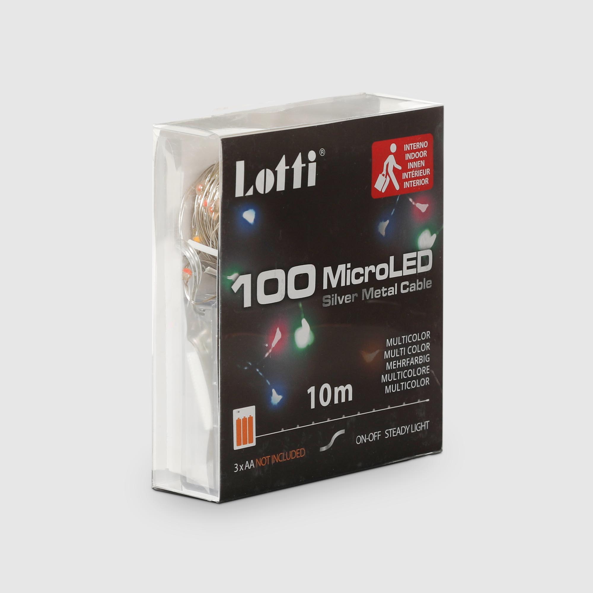 Гирлянда Lotti 10 м 100 microleds мультиколор на батарейках, цвет прозрачный - фото 6