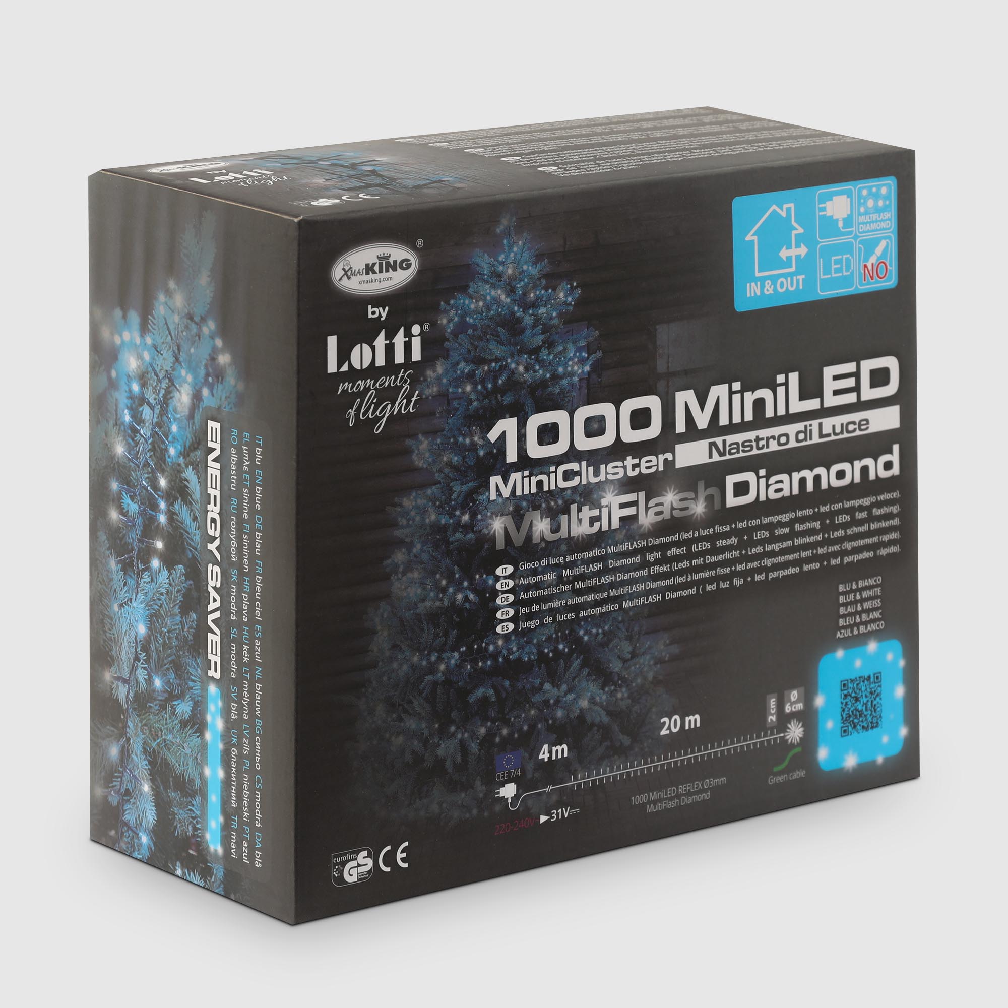 Гирлянда Lotti NSLG-MHD Minicluster 1000 голубых/белых miniled 4+20 м со стартовым шнуром, цвет зеленый - фото 9