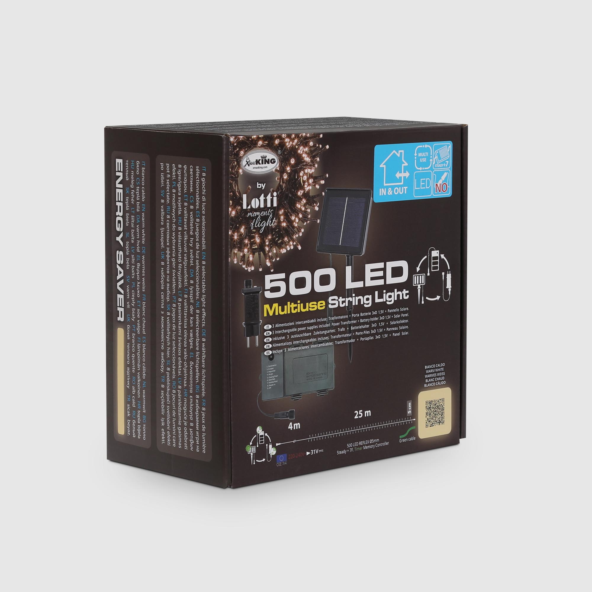 Гирлянда Lotti TBS 500 leds теплый белый 25 м со стартовым шнуром и аккумулятором Вид№8