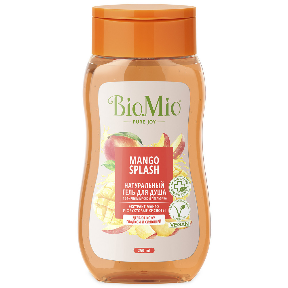 Гель для душа натуральный BioMio с экстрактом манго 0,25 л напиток san pellegrino тоник с экстрактом плодов цитрусовых 0 33 литра газ ж б 24 шт в уп