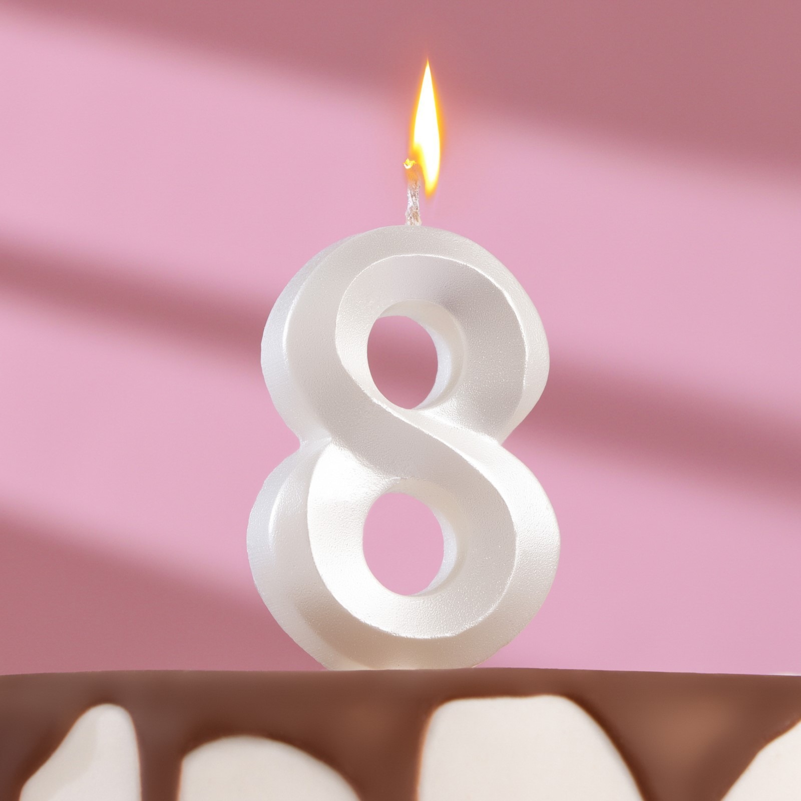 Свеча в торт Страна Карнавалия Грань цифра 8 жемчужная свеча в торт