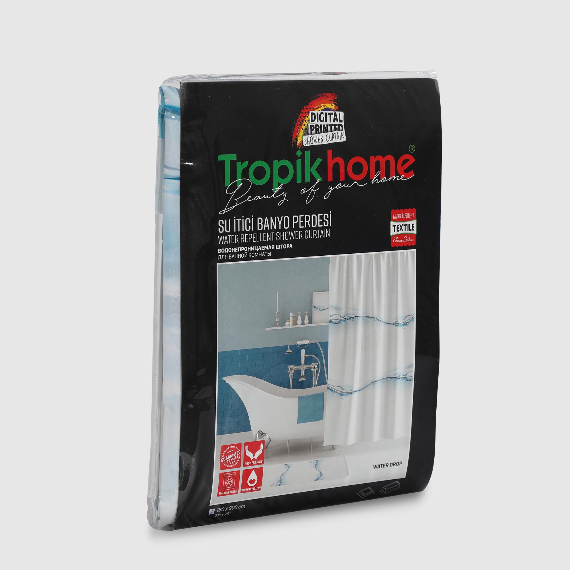 фото Занавеска для ванны retro textil tropikhome waterdrop