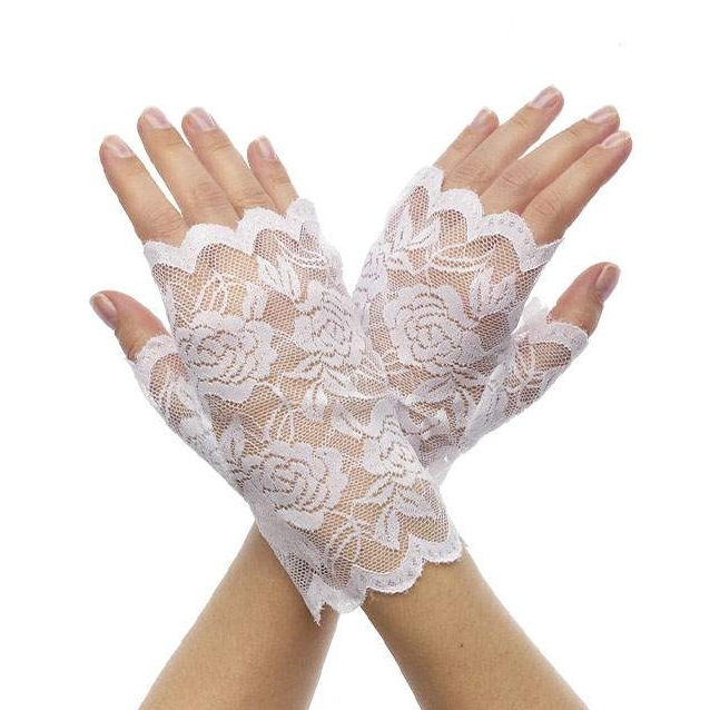 Перчатки China Elecal International кружевные без пальцев белые, цвет белый - фото 1