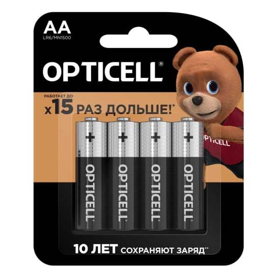 Батарейки Opticell AA 4 шт, цвет черный, размер AA