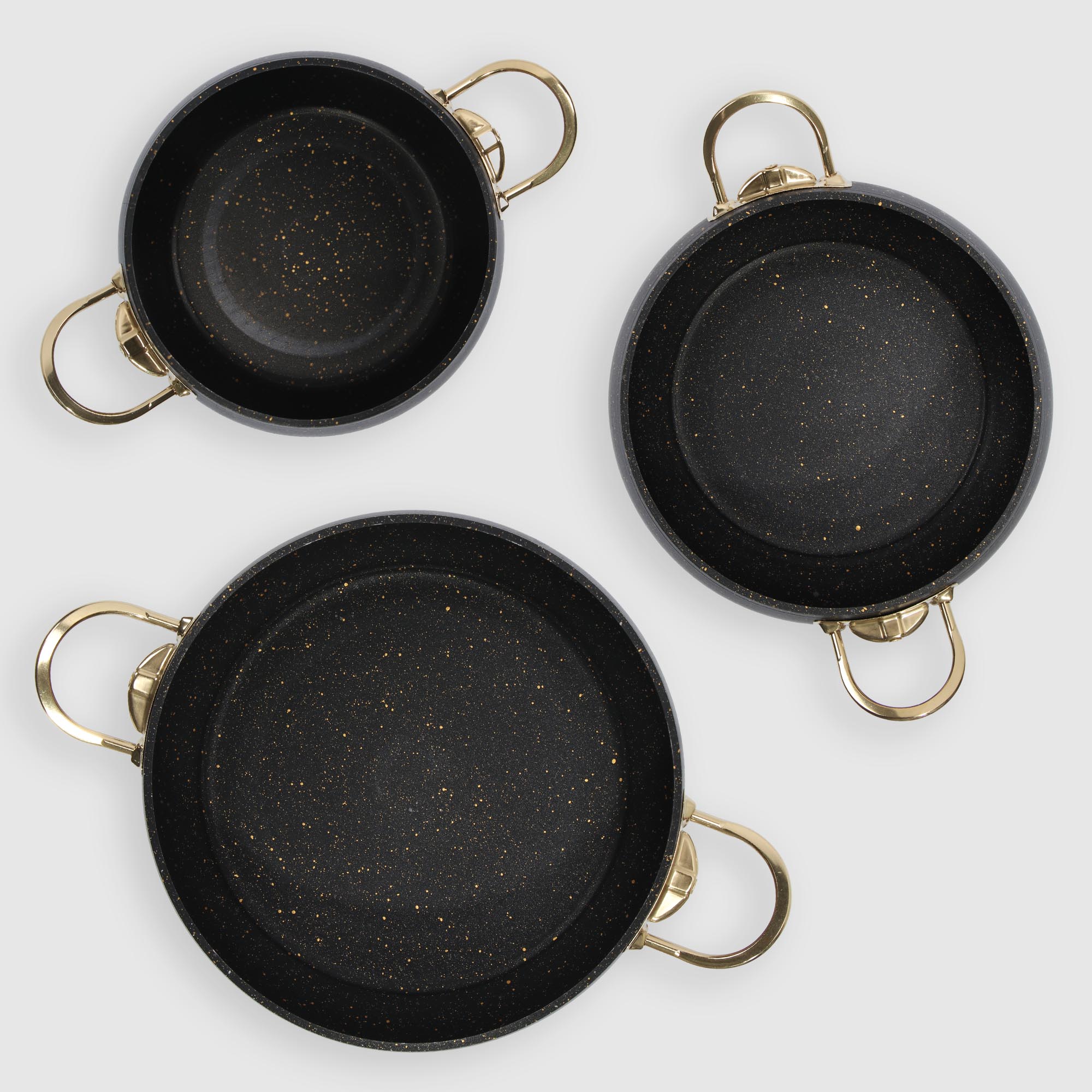 Набор посуды Kitchenstar Granite belly черный 7 предметов, цвет золотистый - фото 16