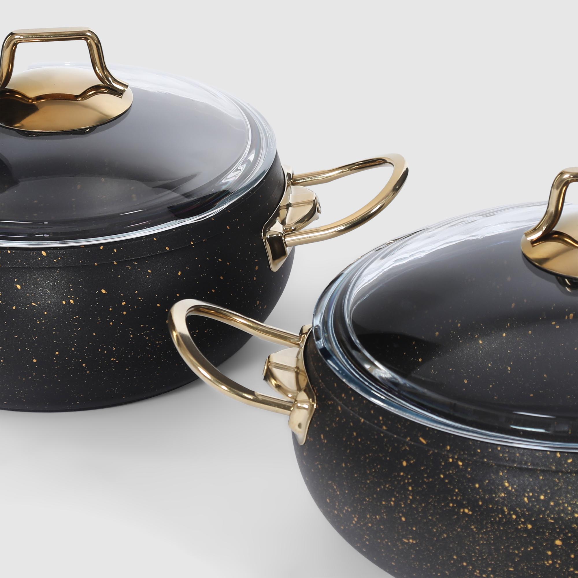 Набор посуды Kitchenstar Granite belly черный 7 предметов, цвет золотистый - фото 18