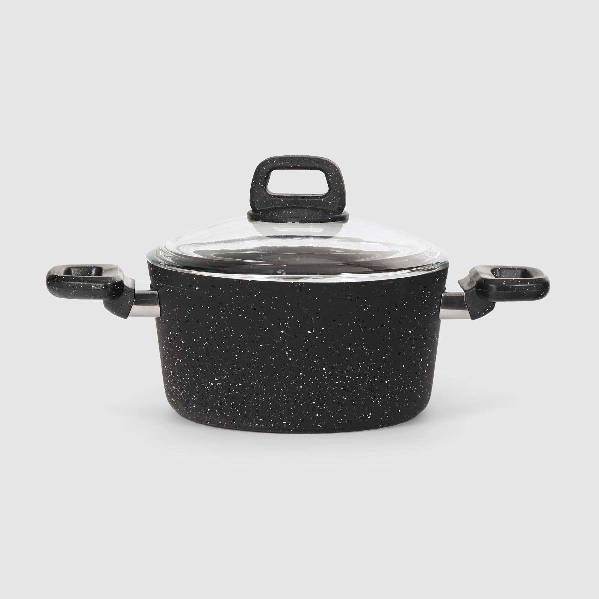 Кастрюля Kitchenstar Granite с крышкой черная 20 см вок kitchenstar frey 28 см
