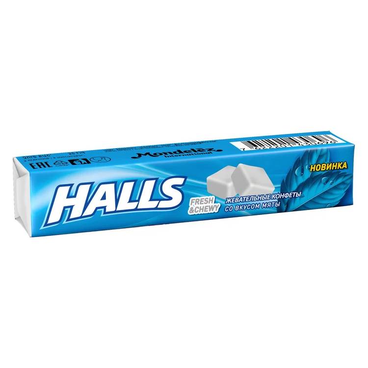 Конфеты жевательные Halls мята, 47 г конфеты docile rolly minty mint мята 29 г