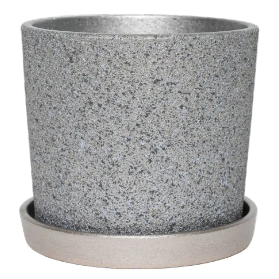Горшок из бетона Композит Дакар с поддоном серебро кедр №1 D11