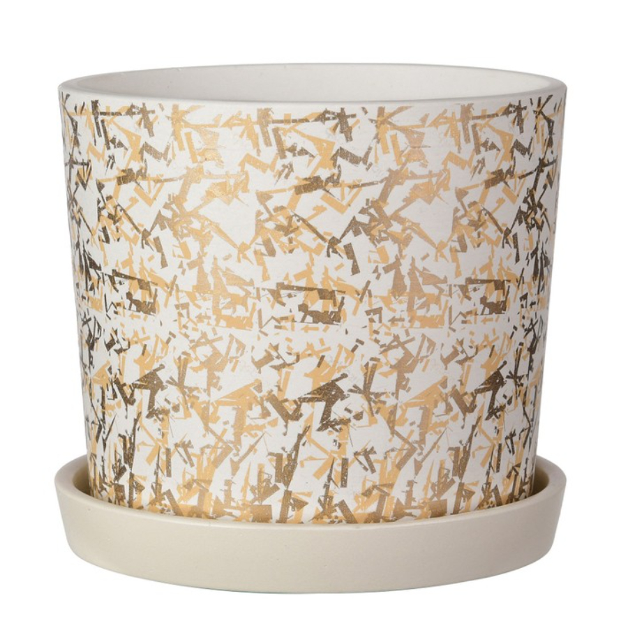 Горшок из бетона Композит Дубай с поддоном белый кедр №1 D11