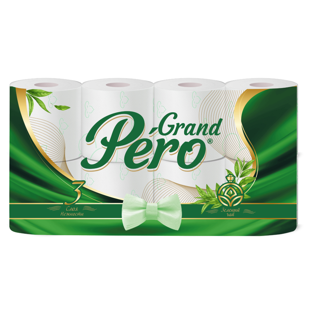 Бумага туалетная Pero Зеленый чай 3 слоя 8 рулона