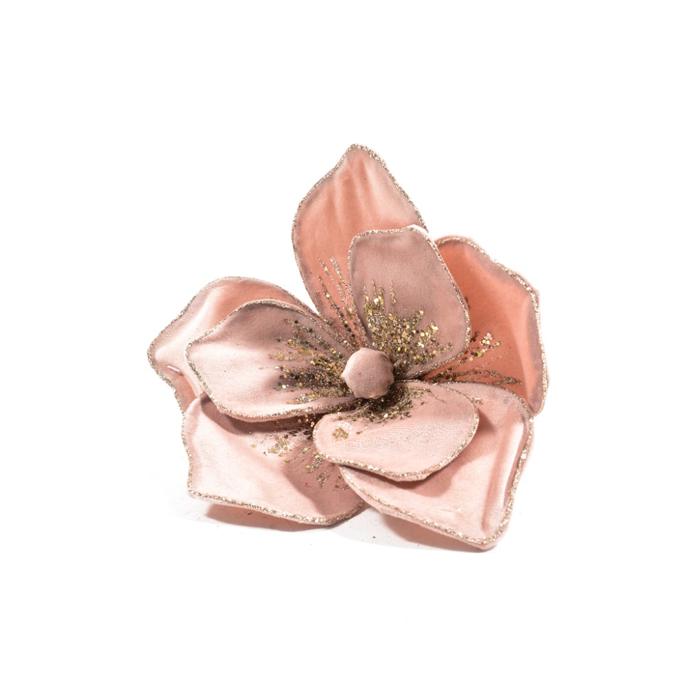 Украшение цветок на клипсе Mercury NY розовый 22 см