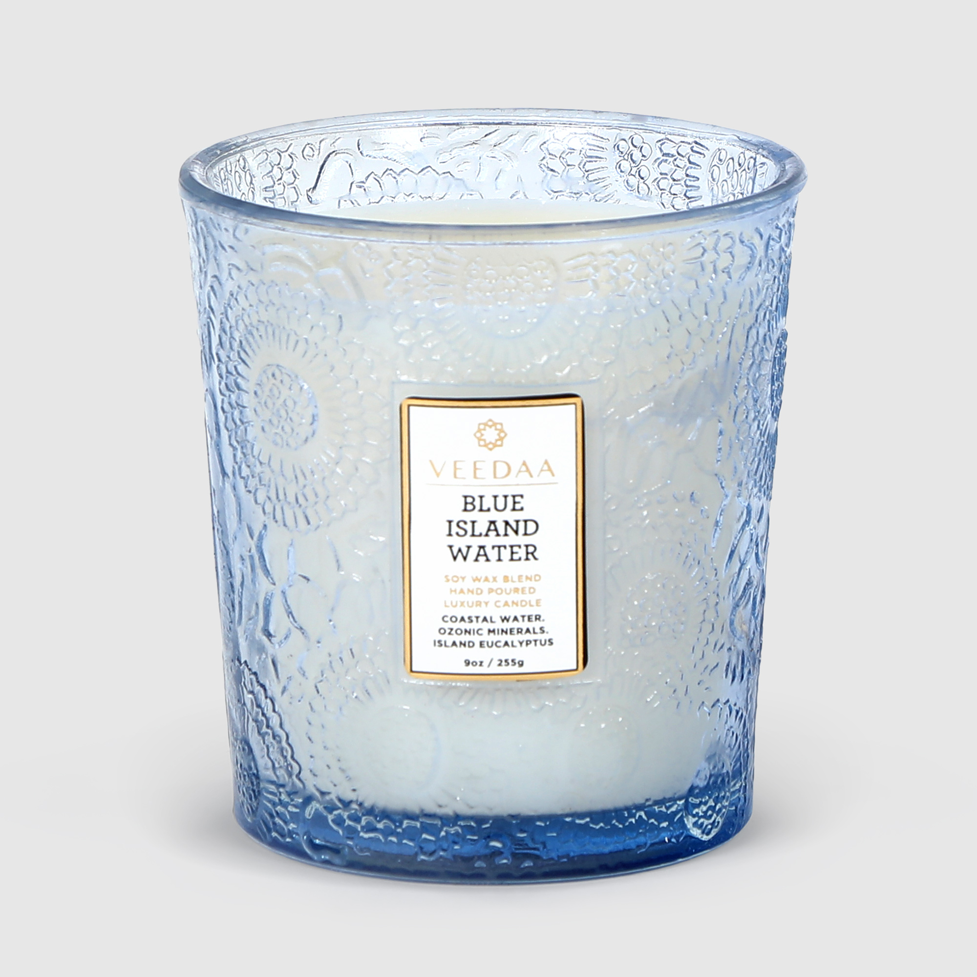 Свеча ароматическая Veedaa blue island water valeno в стекле, цвет белый