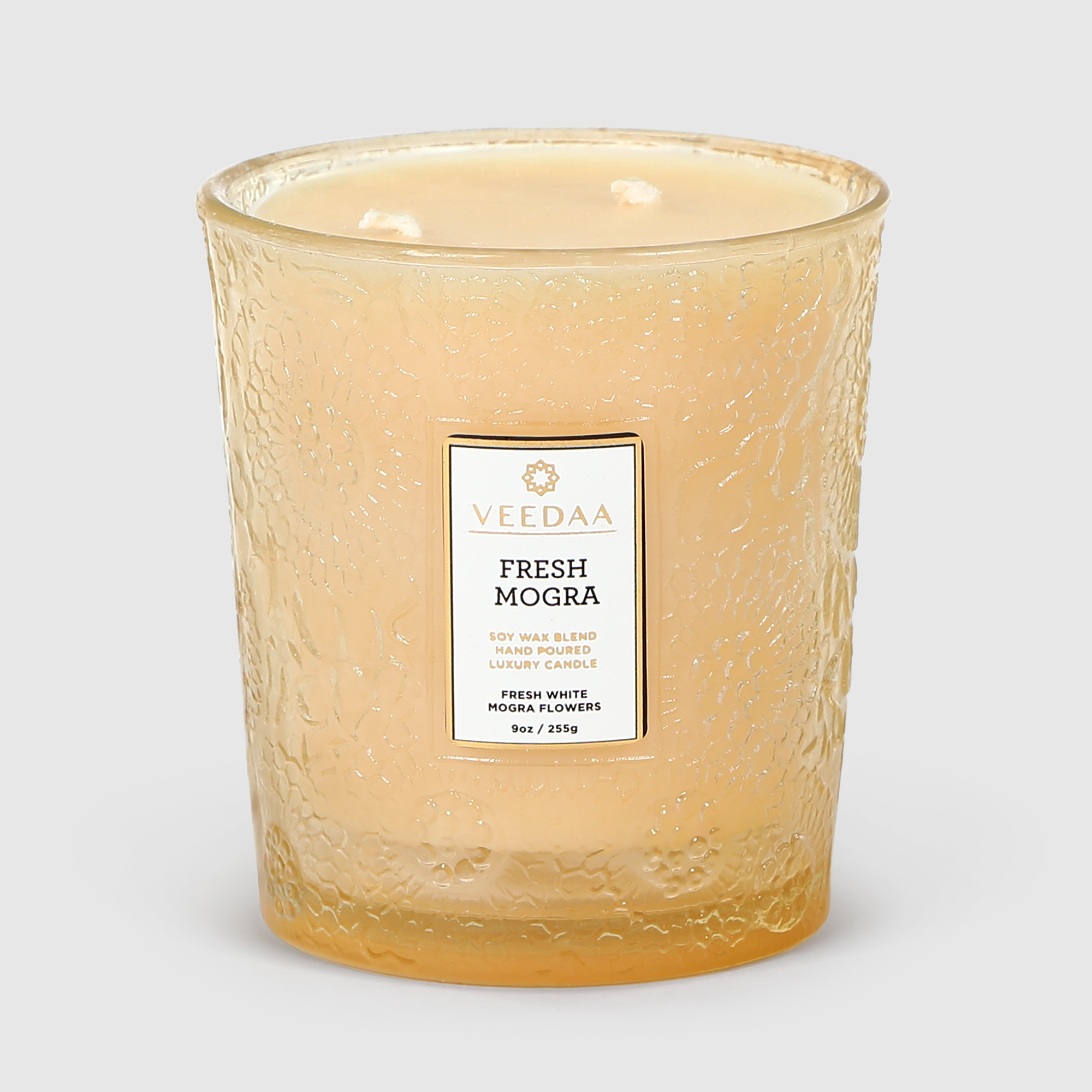 Свеча ароматическая Veedaa fresh mogra valeno в стекле, цвет белый
