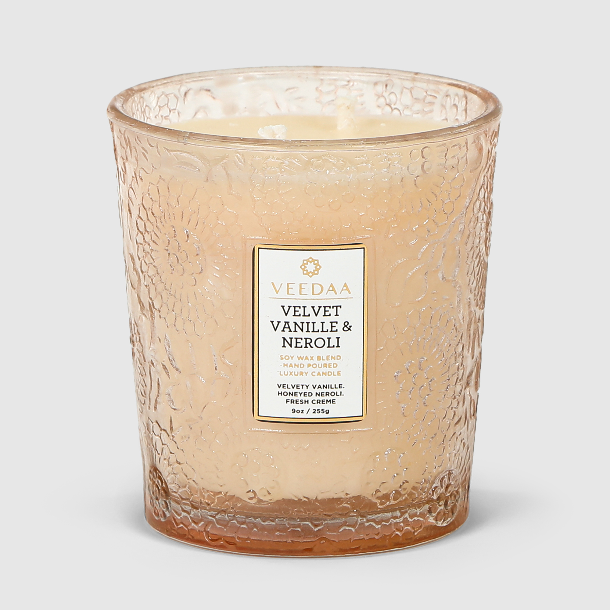 Свеча ароматическая Veedaa velvet vanille & neroli в стекле, цвет белый