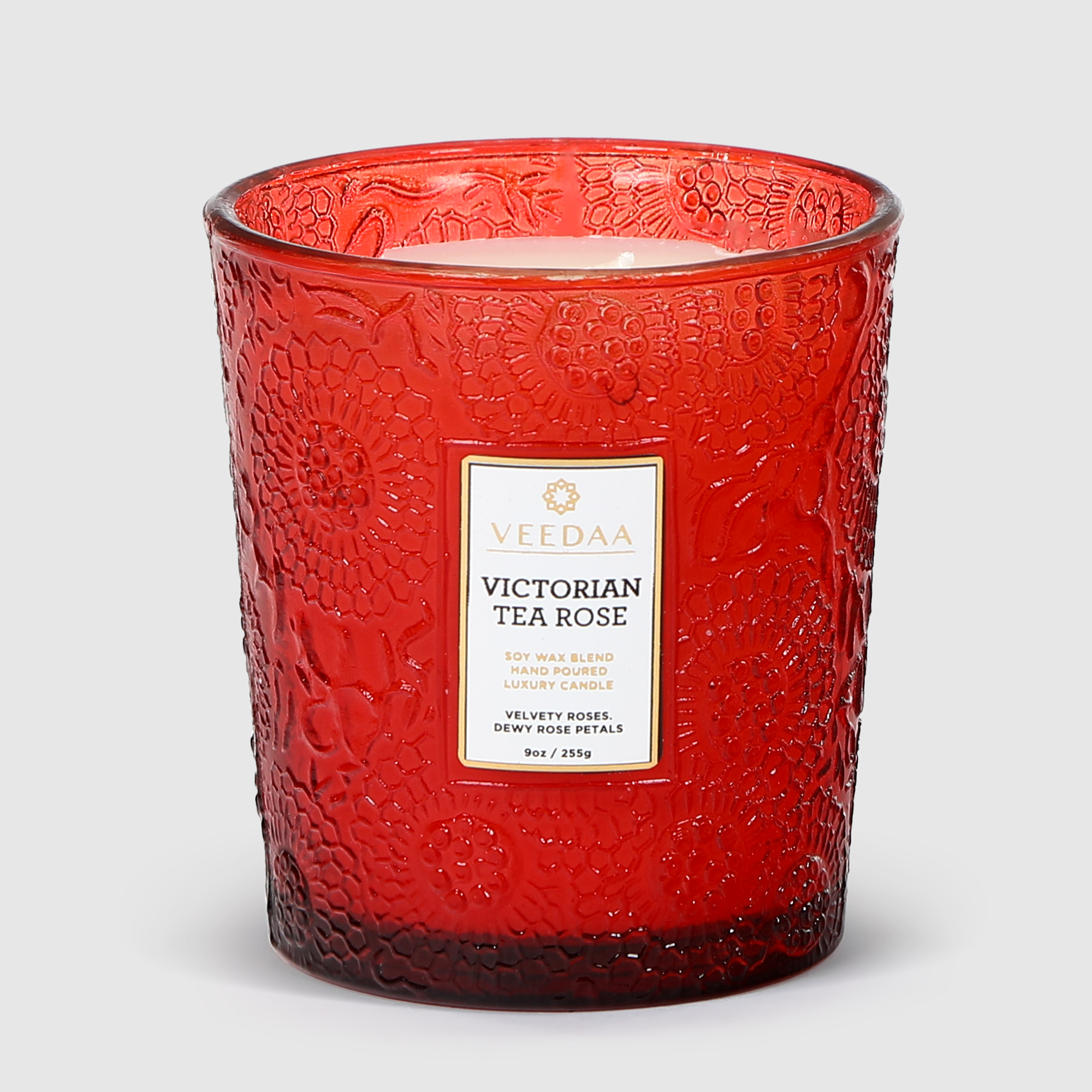 Свеча ароматическая Veedaa victorian tea rose valeno в стекле, цвет белый