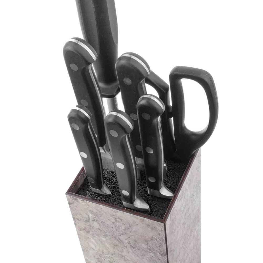 фото Подставка для кухонных ножей composeeat композитная серый мрамор 10х10х23 см
