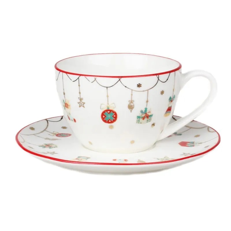 Чашка с блюдцем Myatashop Christmas Gift чайная пара gipfel christmas фарфор белый с красным чашка 250 мл блюдце 14 см