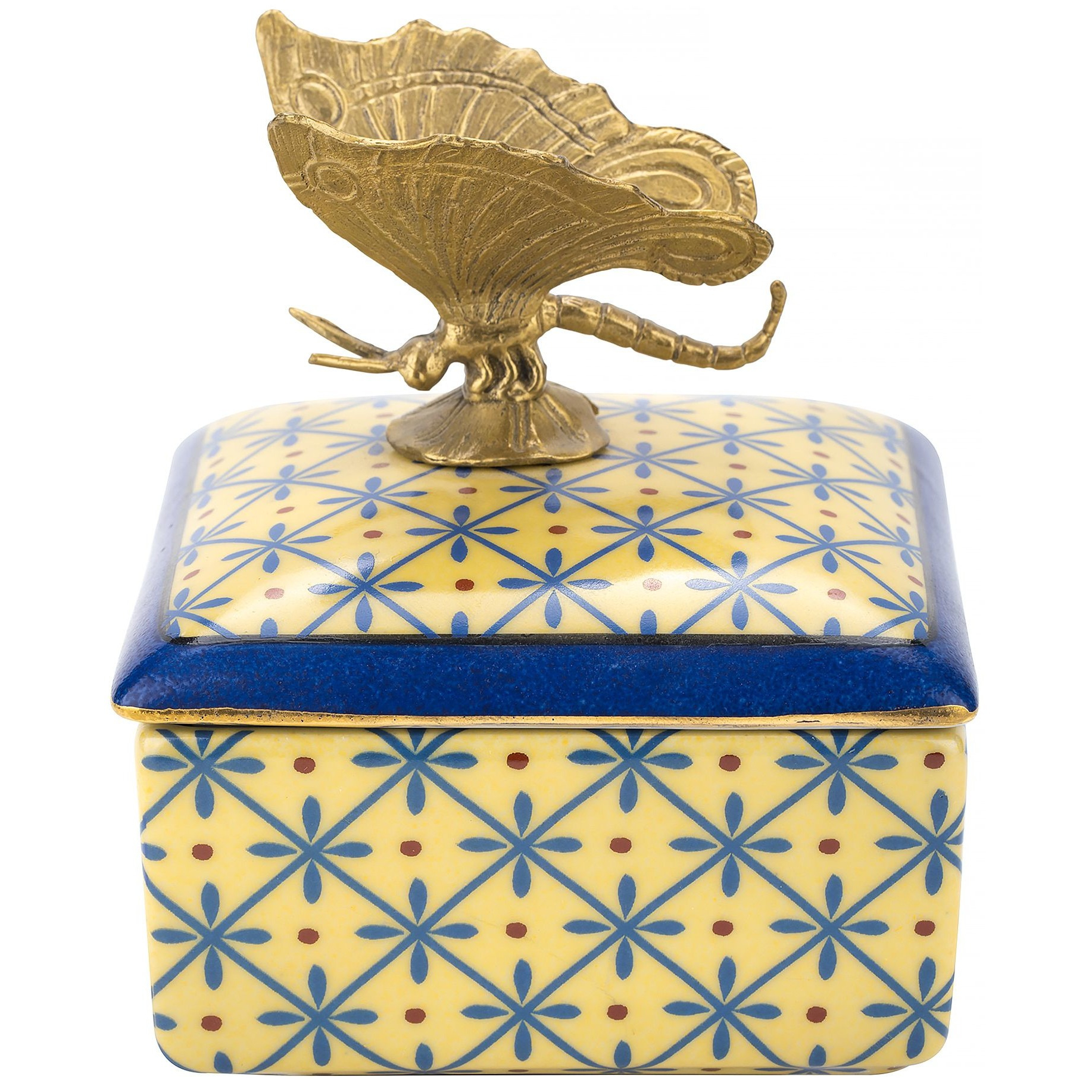 Шкатулка Glasar с бабочкой желтая 10х10х10 см шкатулка glasar на ножках синяя с золотым декором 17х12х8 см