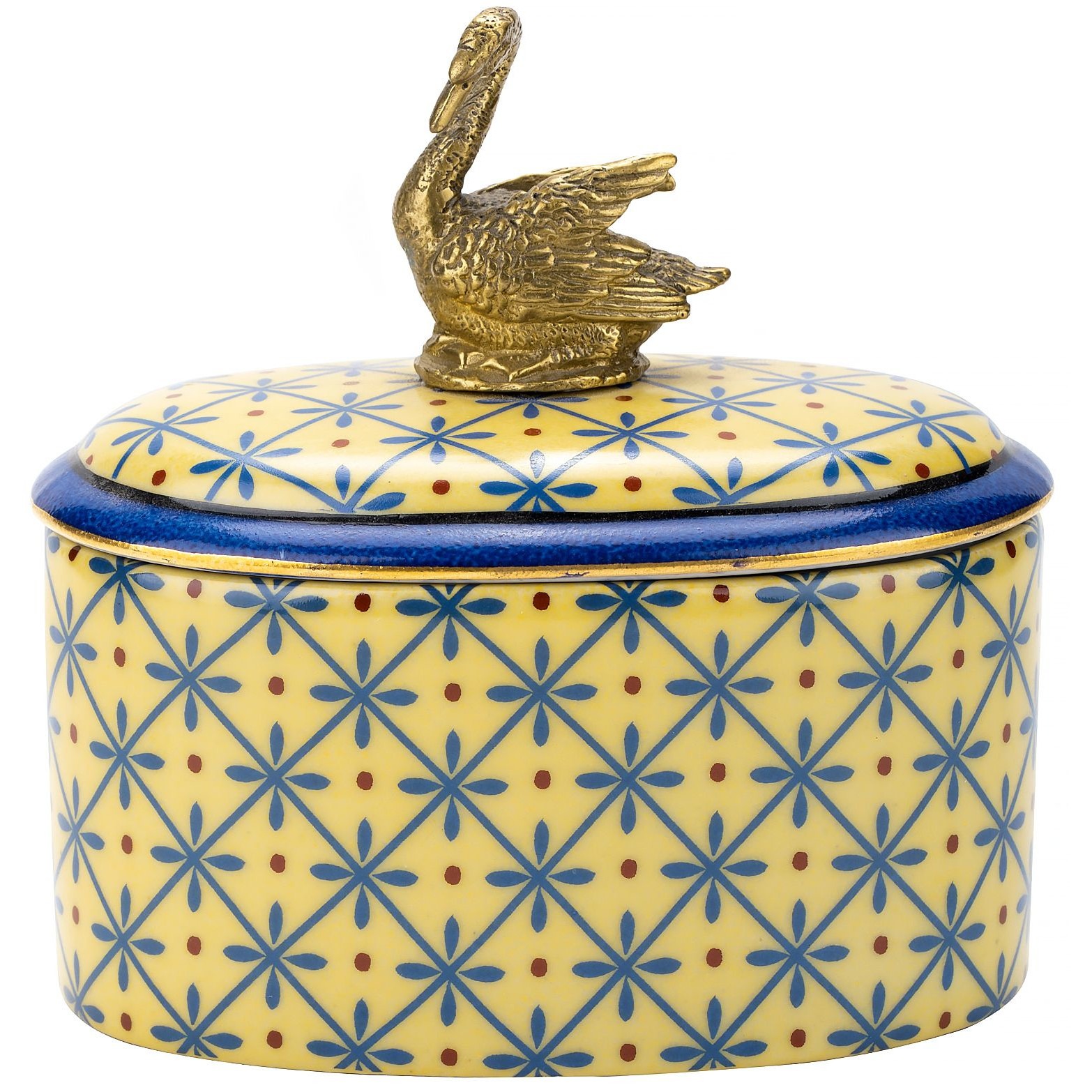 Шкатулка Glasar с лебедем желтая 13х9х12 см шкатулка glasar синяя с бронзовым ангелом и узорчатым декором 17x17x15 см