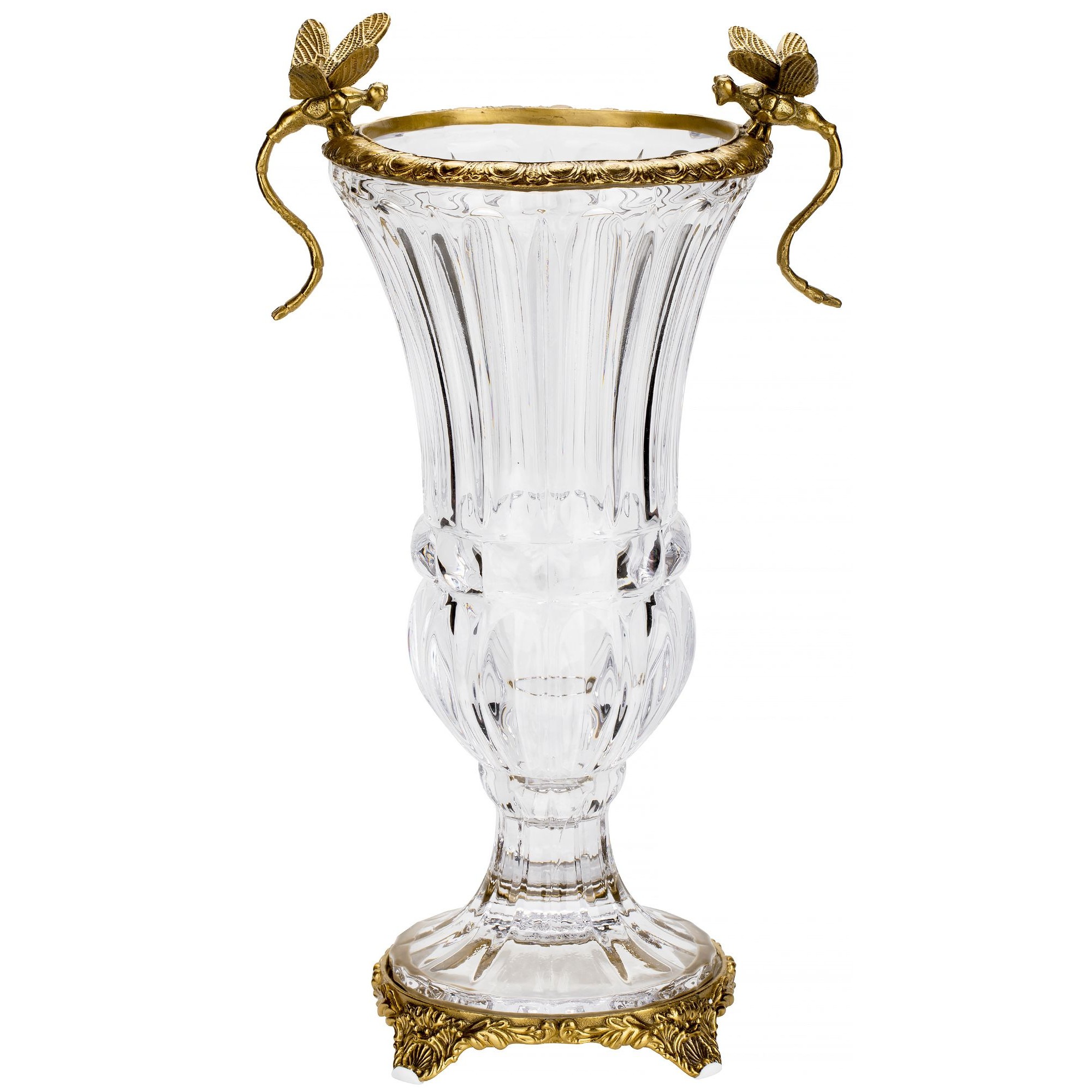 Ваза Glasar со стрекозами 24х17х37 см ваза glasar золотистая 13х13х16 см