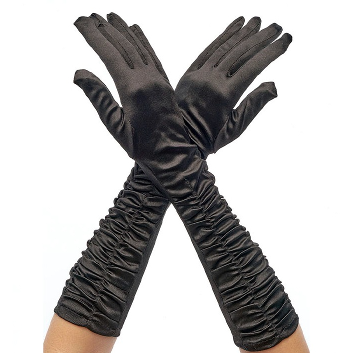 Перчатки атласные China Elecal International черные перчатки china elecal international из кружева черные