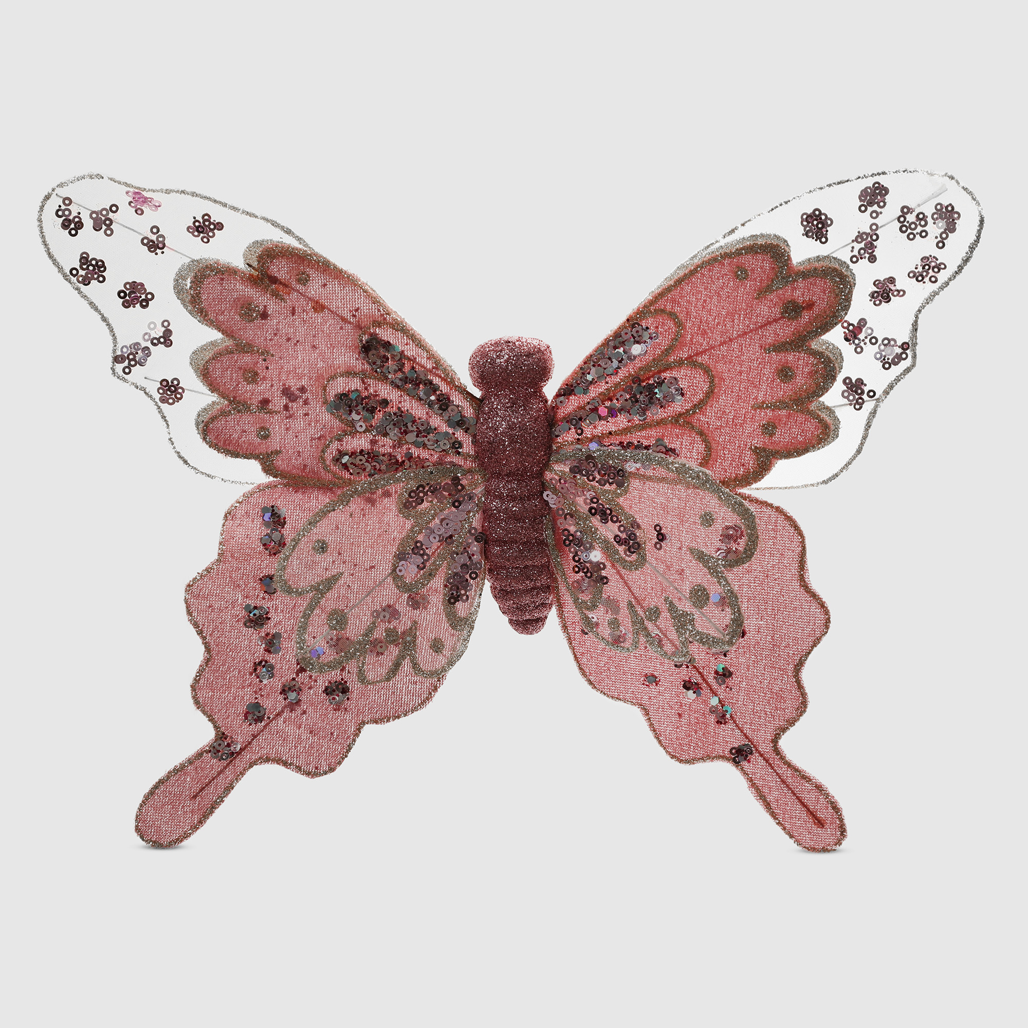 Бабочка на клипсе Due Esse Christmas розовая 30 см, цвет розовый