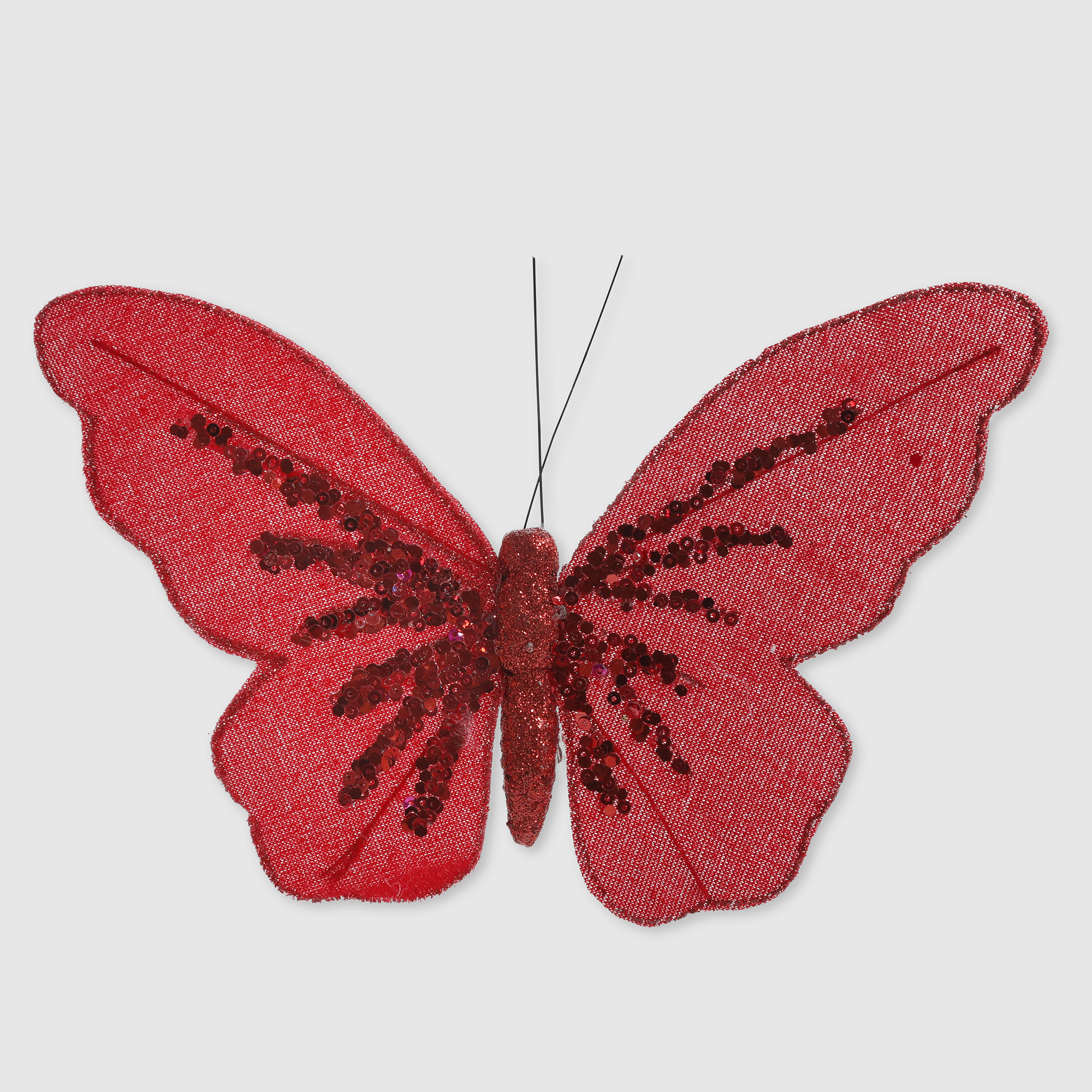 Бабочка Due Esse Christmas на клипсе красная 21 см, цвет красный - фото 1