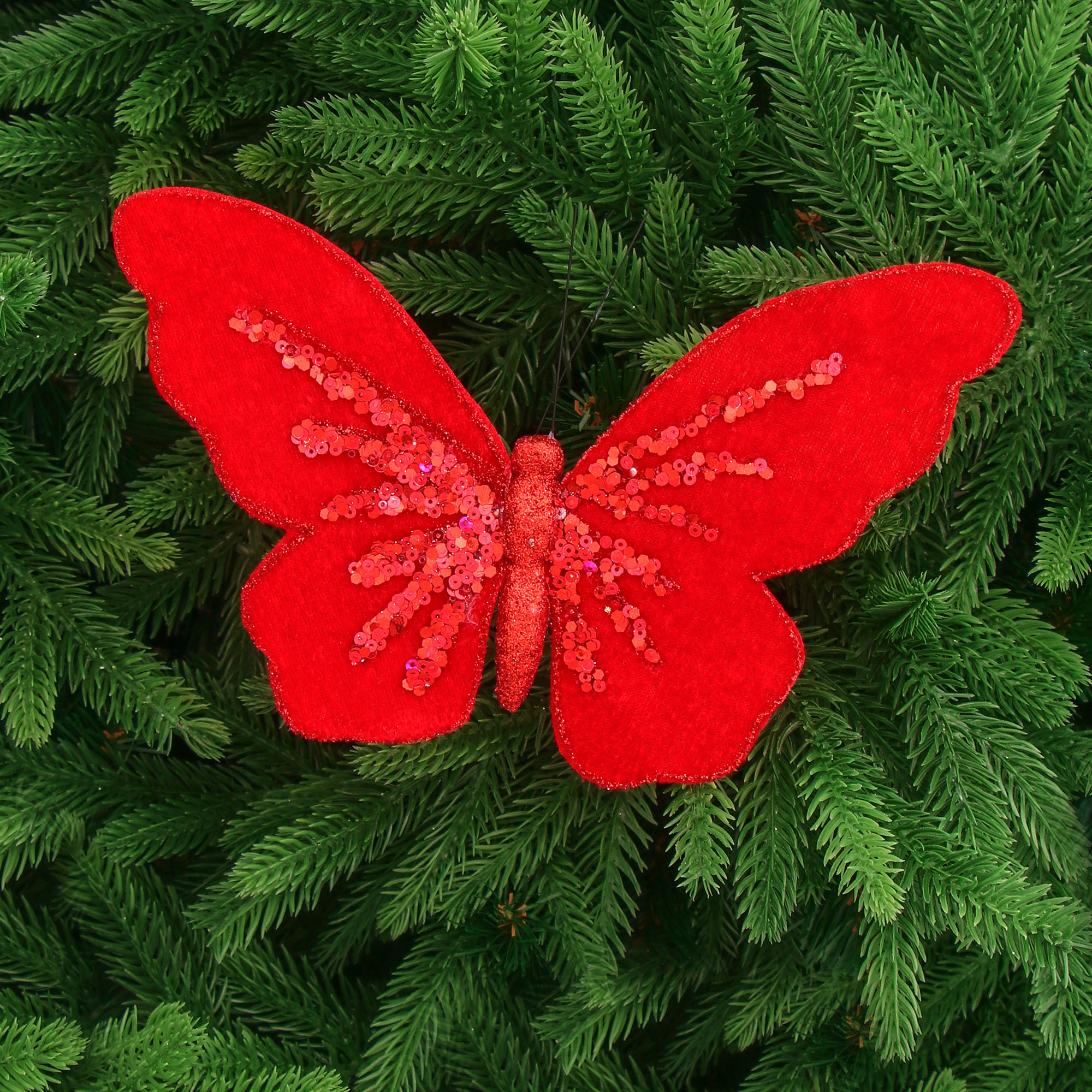 Бабочка Due Esse Christmas на клипсе красная 21 см, цвет красный - фото 2