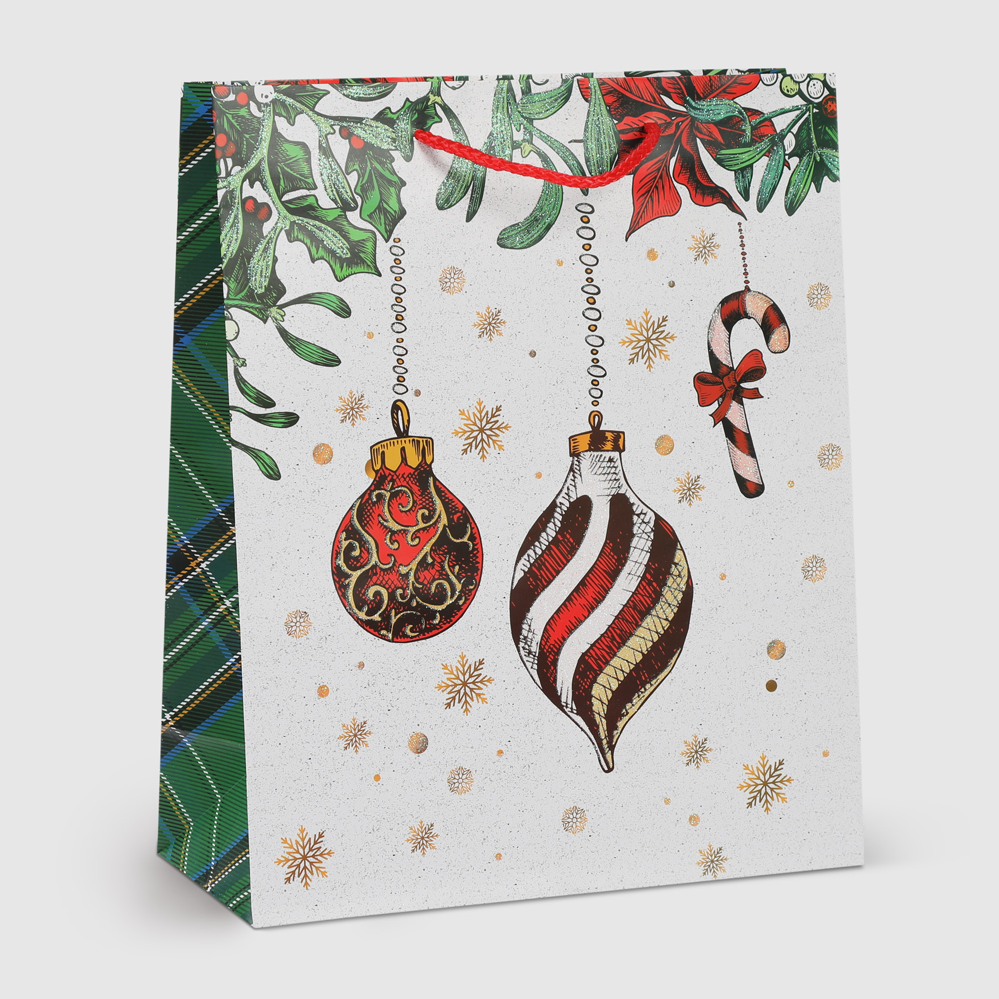 Пакет подарочный Due Esse Christmas decoro scozzese 27x12x33 см, цвет мультиколор - фото 1