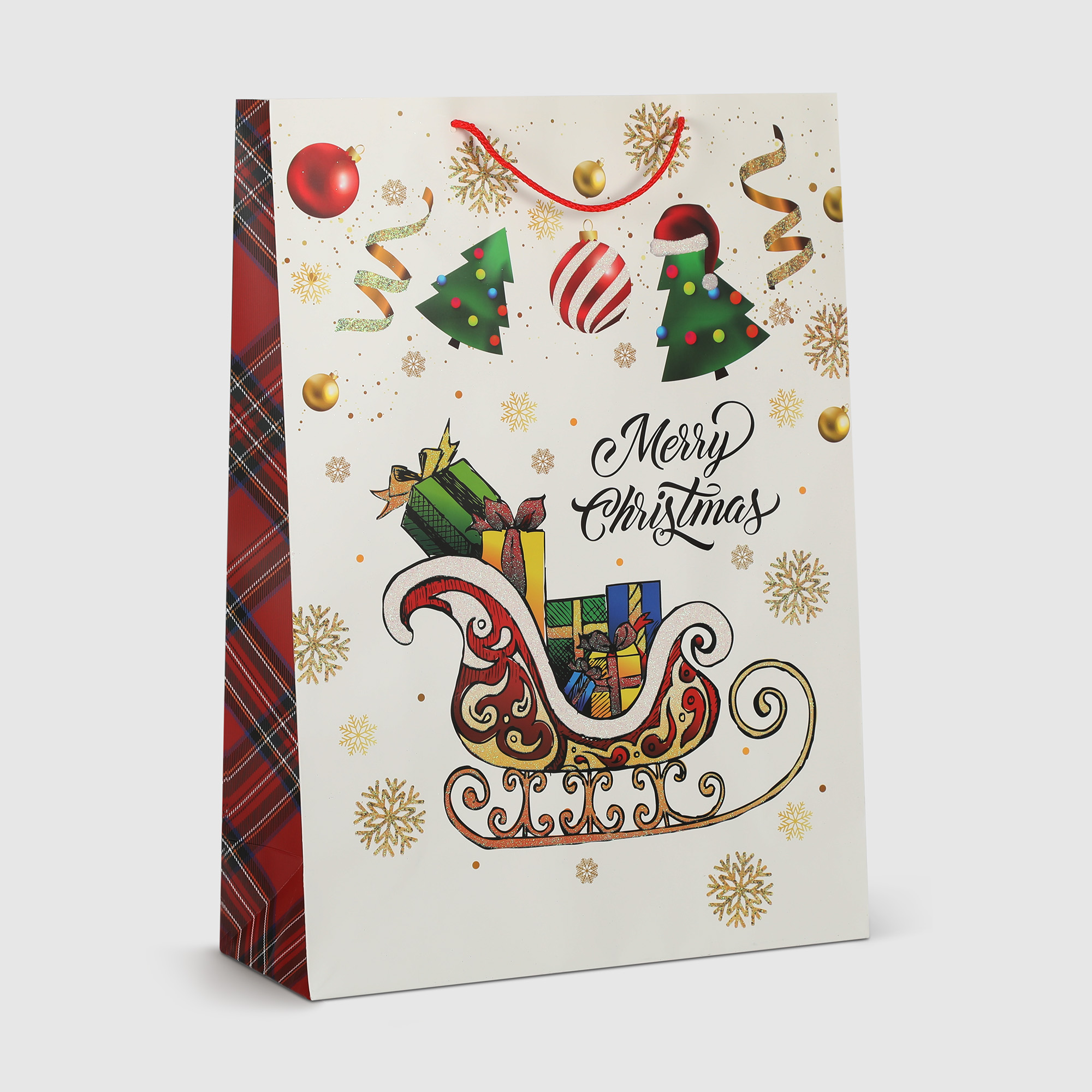 Пакет подарочный Due Esse Christmas decoro scozzese 44x17x61 см