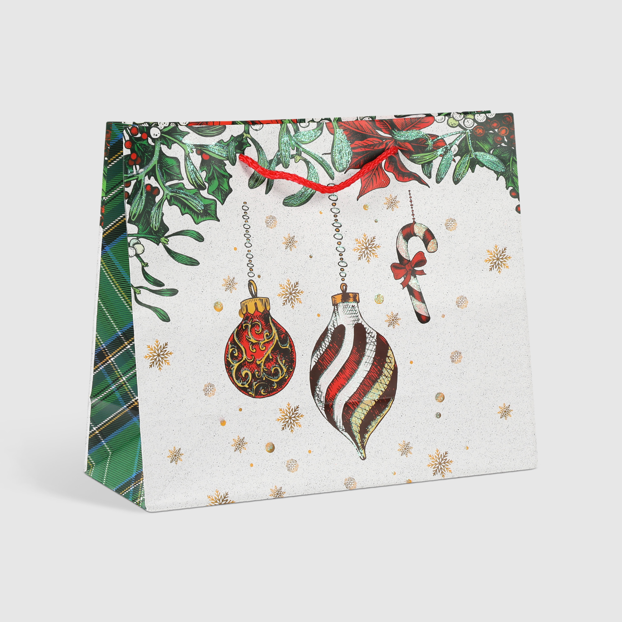 Пакет подарочный Due Esse Christmas decoro scozzese 31x12x26 см, цвет мультиколор - фото 1