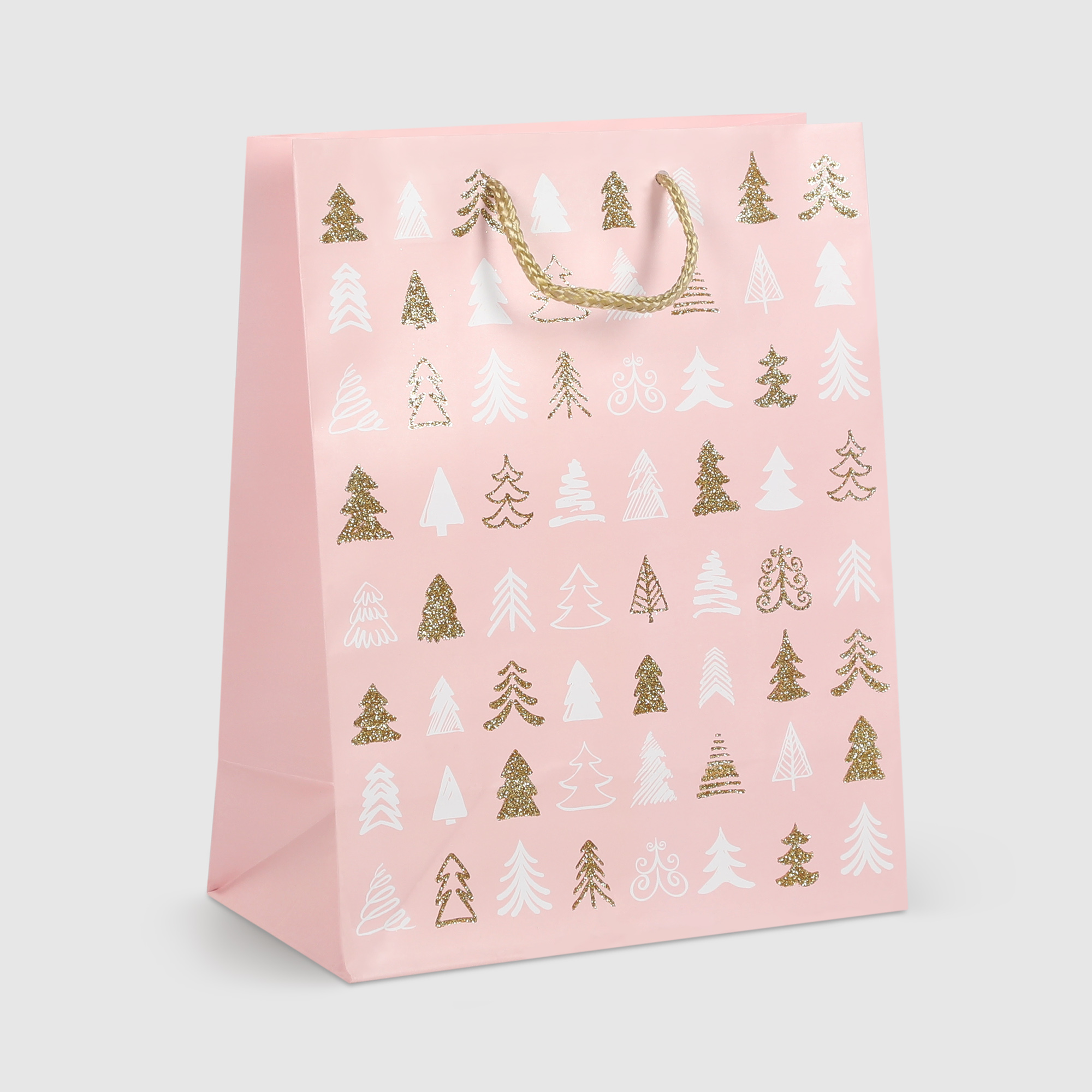 Пакет подарочный Due Esse Christmas natalizio rosa 20х10х25 см