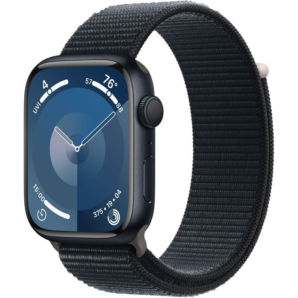 фото Смарт-часы apple watch series 9 45 мм плетеный ремешок черный