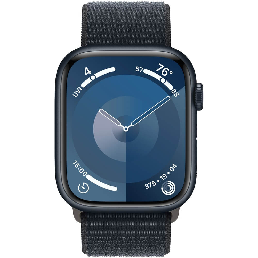 фото Смарт-часы apple watch series 9 45 мм плетеный ремешок черный