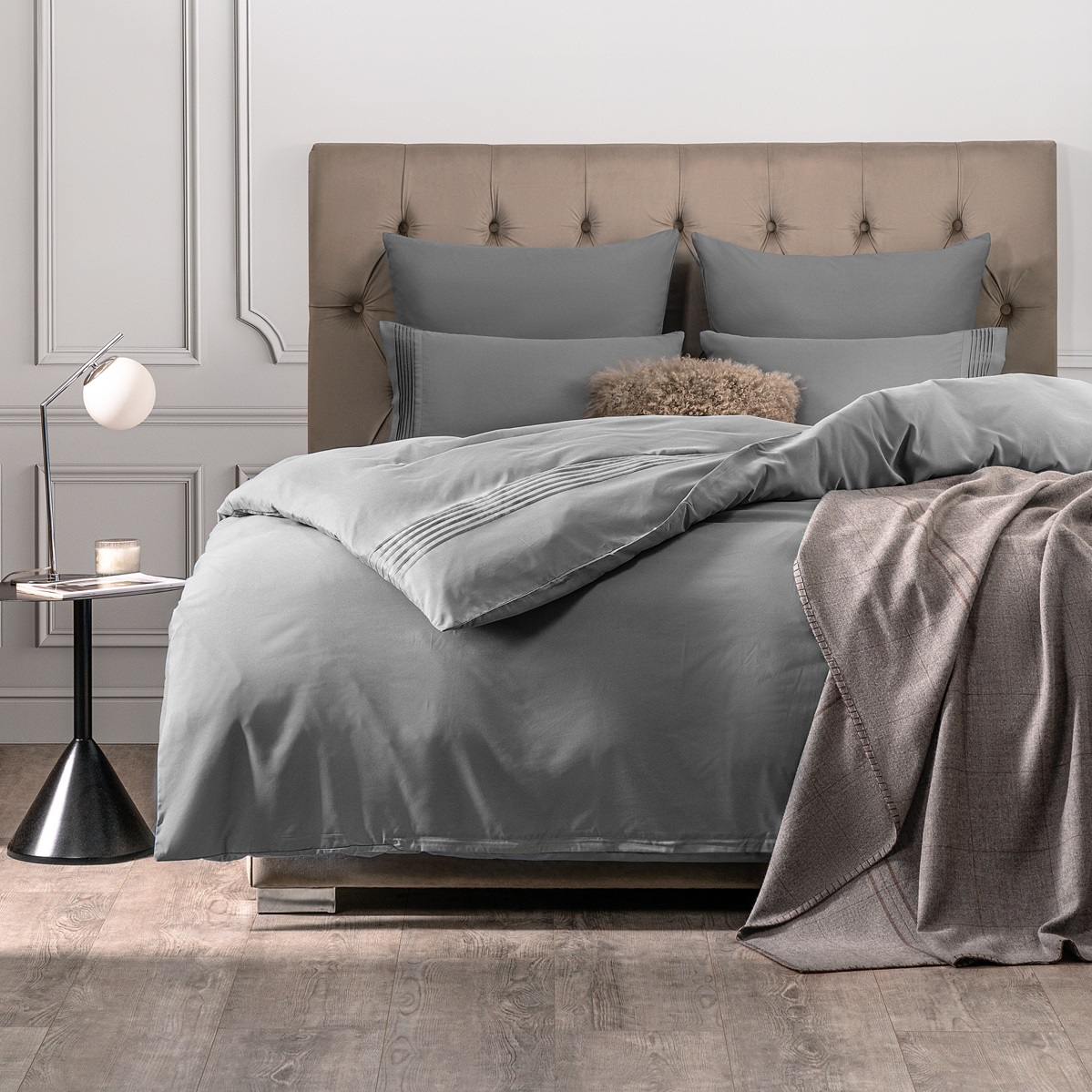 Комплект постельного белья Sleepix Миоко серый Полуторный постельный комплект mona liza полуторный 70х70
