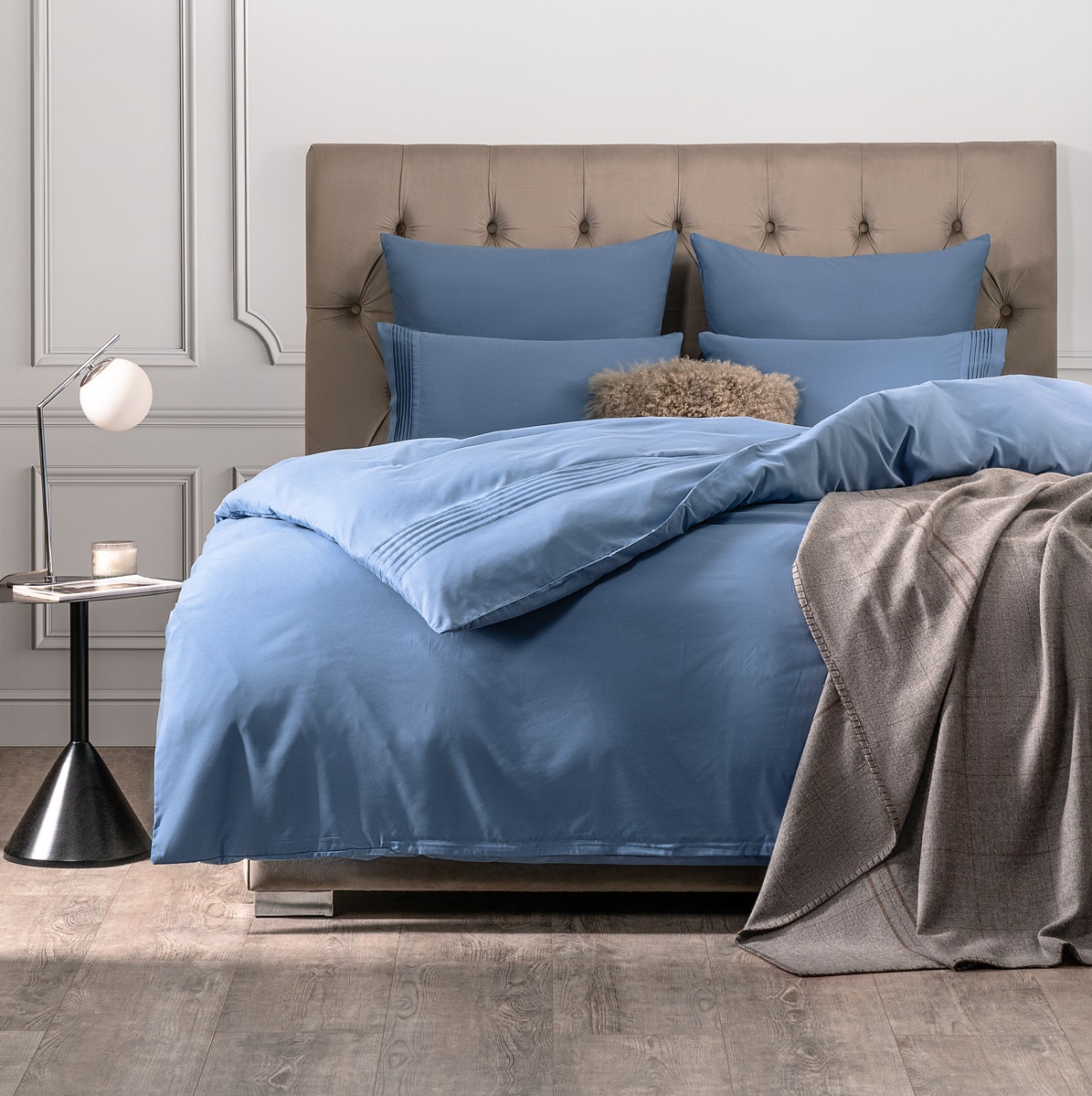Комплект постельного белья Sleepix Миоко синий Полуторный комплект постельного белья la besse премиум сатин синий кинг сайз