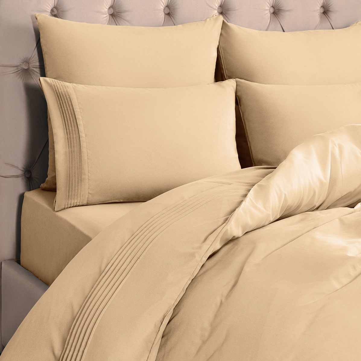 Комплект постельного белья Sleepix Миоко бежевый Двуспальный, размер Двуспальный - фото 4