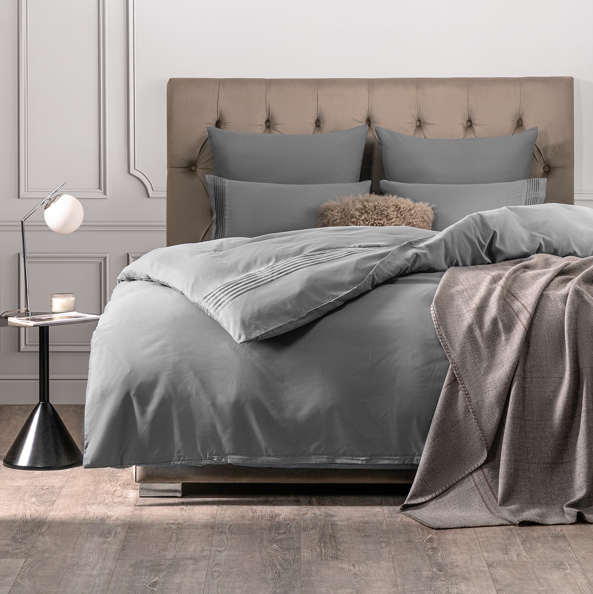 Комплект постельного белья Sleepix Миоко серый Евро, размер Евро - фото 1