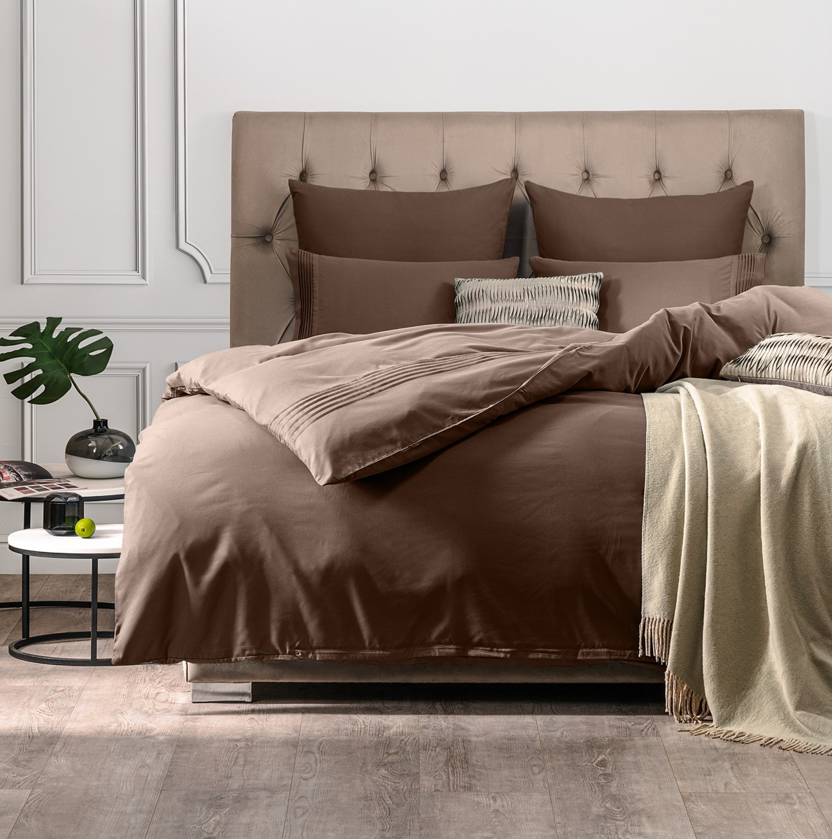 Комплект постельного белья Sleepix Миоко коричневый Семейный/дуэт корзина мягкая 31x23x15 см 10 л бамбук коричневый