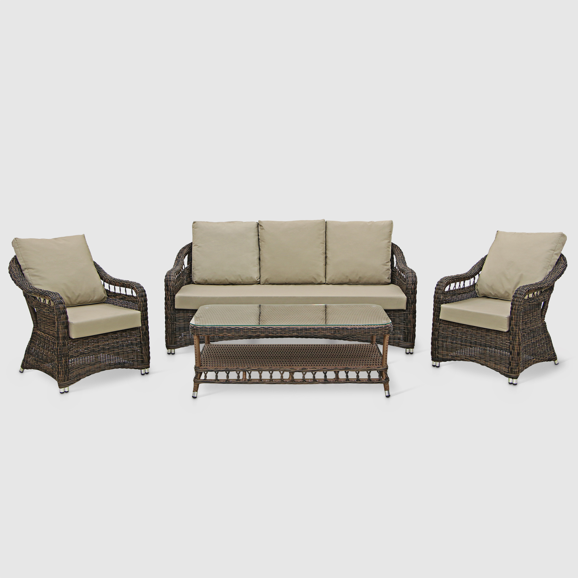 Комплект мебели NS Rattan Sky коричневый с бежевым 4 предмета, цвет бежевый, размер 180х78х78 - фото 1