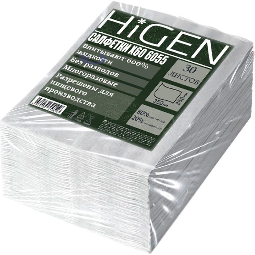 Салфетки Higen белые 35х35 см 30 лст/пач