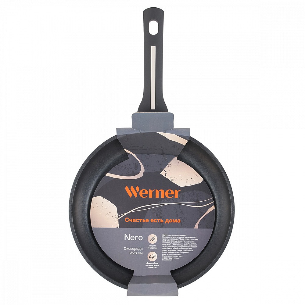 Сковорода Werner Nero с двухслойным антипригарным покрытием 26,0x5,4 см, цвет черный - фото 6