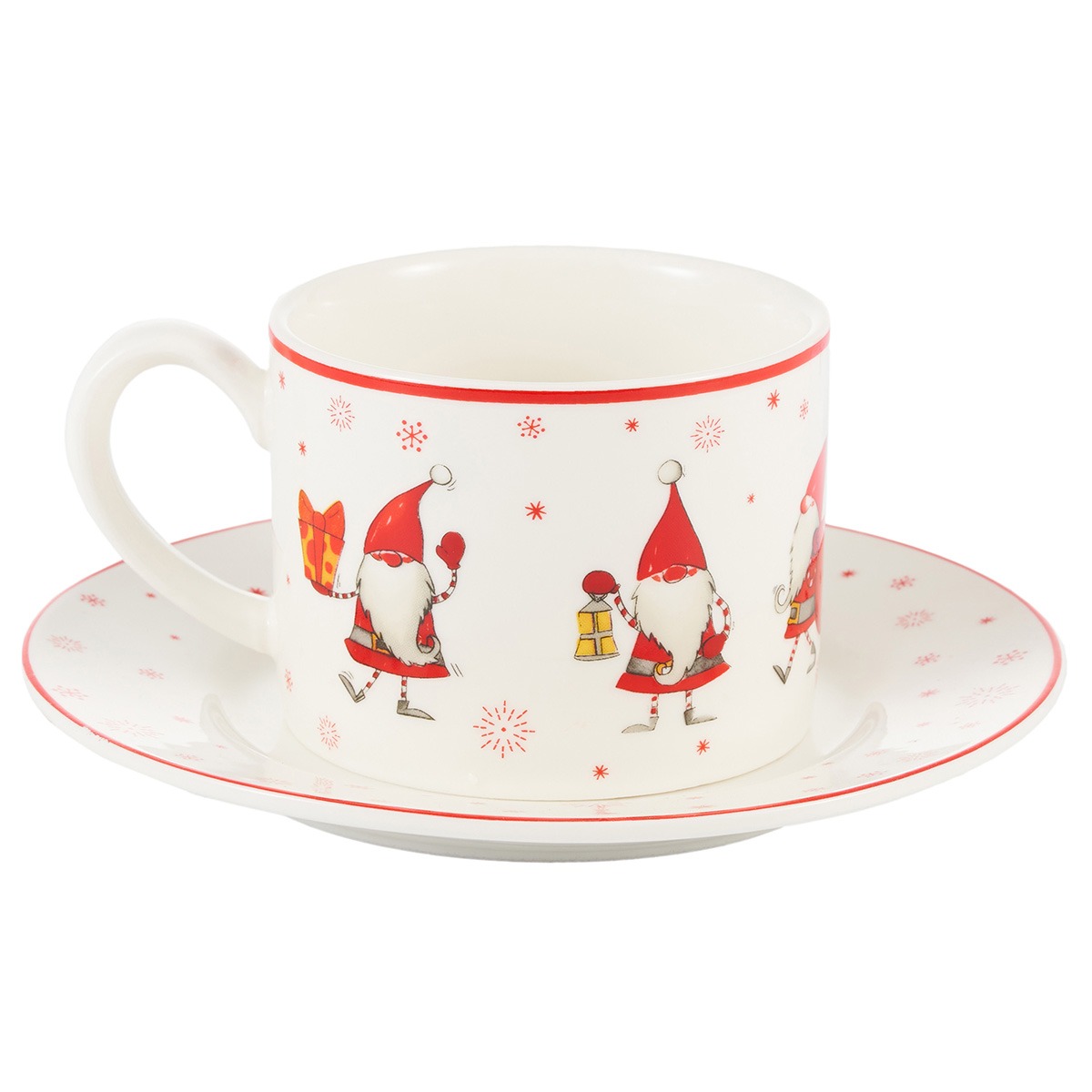 фото Чайная пара gipfel christmas фарфор белый с красным чашка 250 мл, блюдце 14 см
