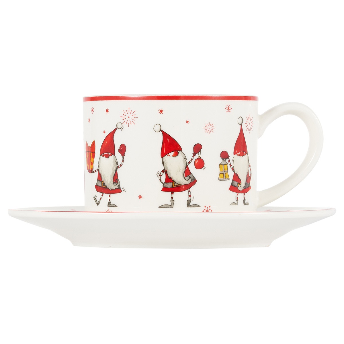Чайная пара Gipfel Christmas фарфор белый с красным чашка 250 мл, блюдце 14 см, цвет красный - фото 3