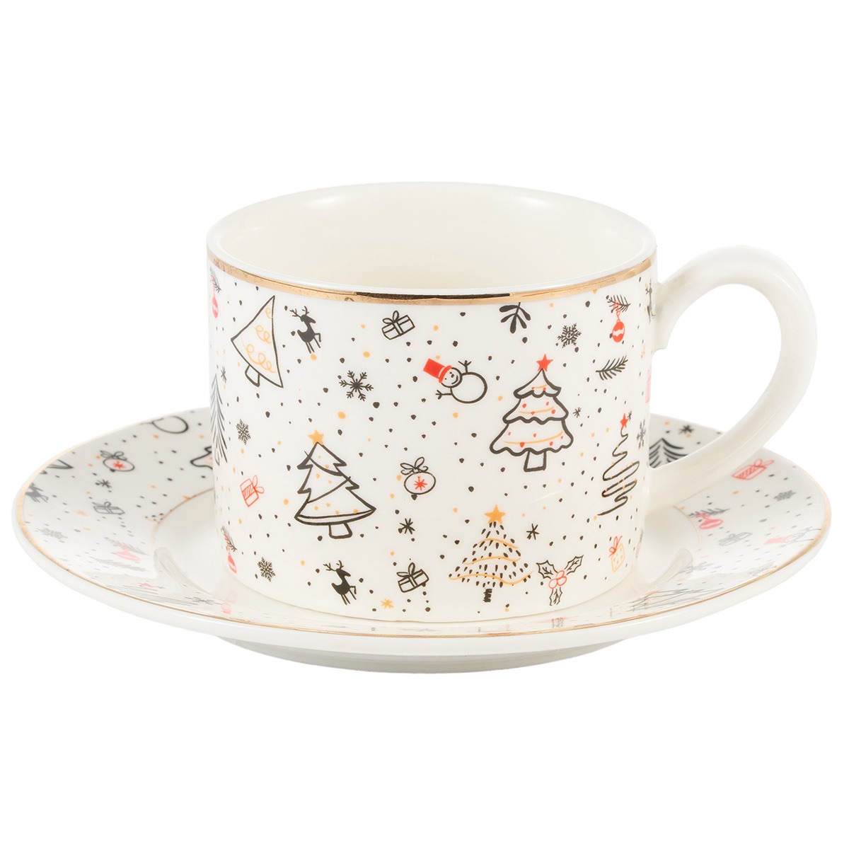 Чайная пара Gipfel Christmas фарфор белый чашка 250 мл, блюдце 14 см пара чайная gipfel blanche чашка и блюдце