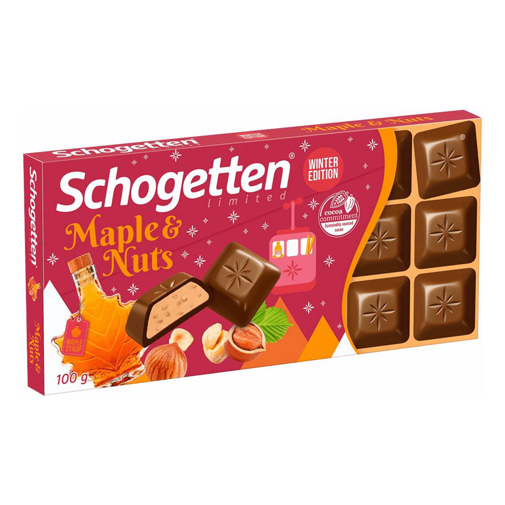 Шоколад молочный Schogeten Maple&Nut, 100 г шоколад rioba порционный молочный 32% какао 800 гр