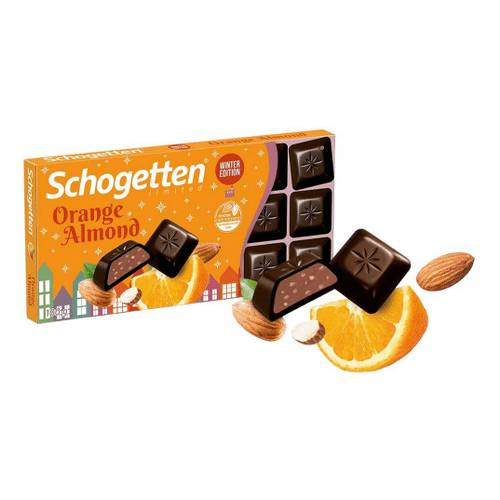 шоколад schogetten caramell brownie 100 г Шоколад темный Schogetten Orange Almond, 100 г