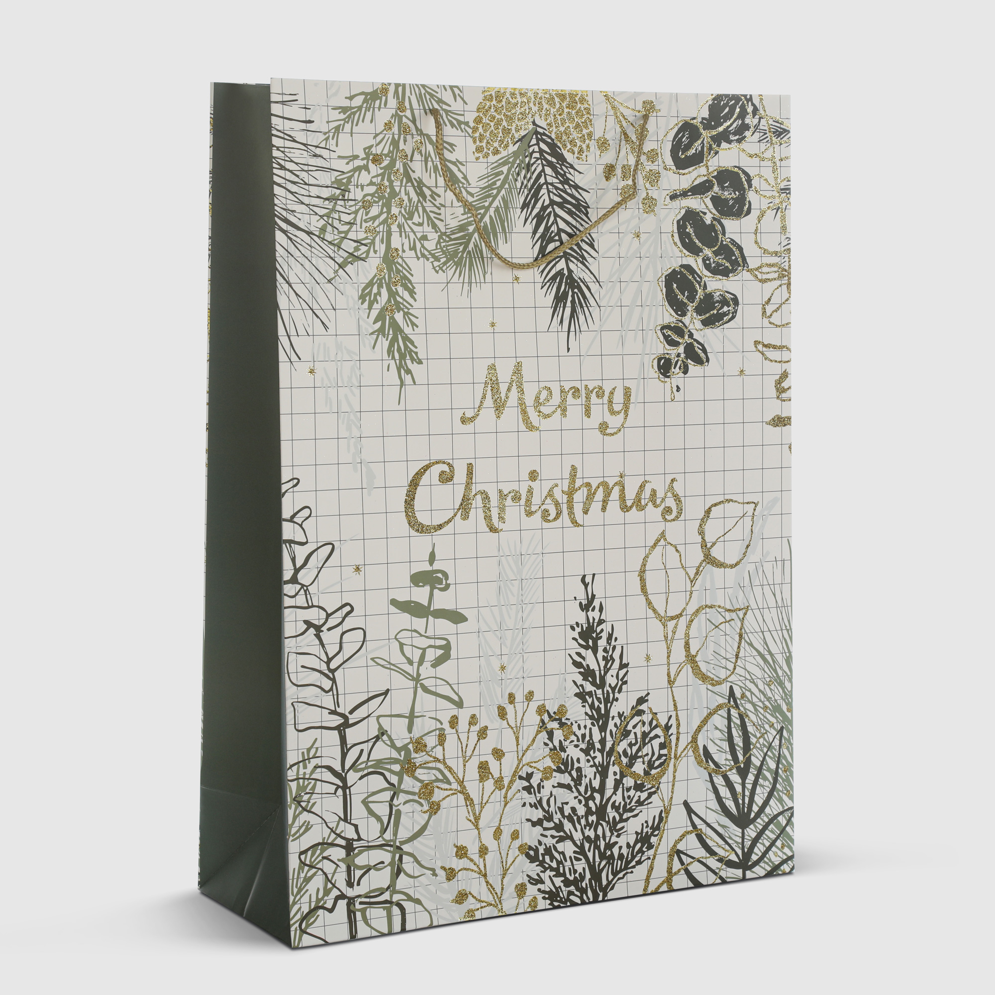 Пакет подарочный Due Esse Christmas natalizia oro 44x17x61 см, цвет зеленый